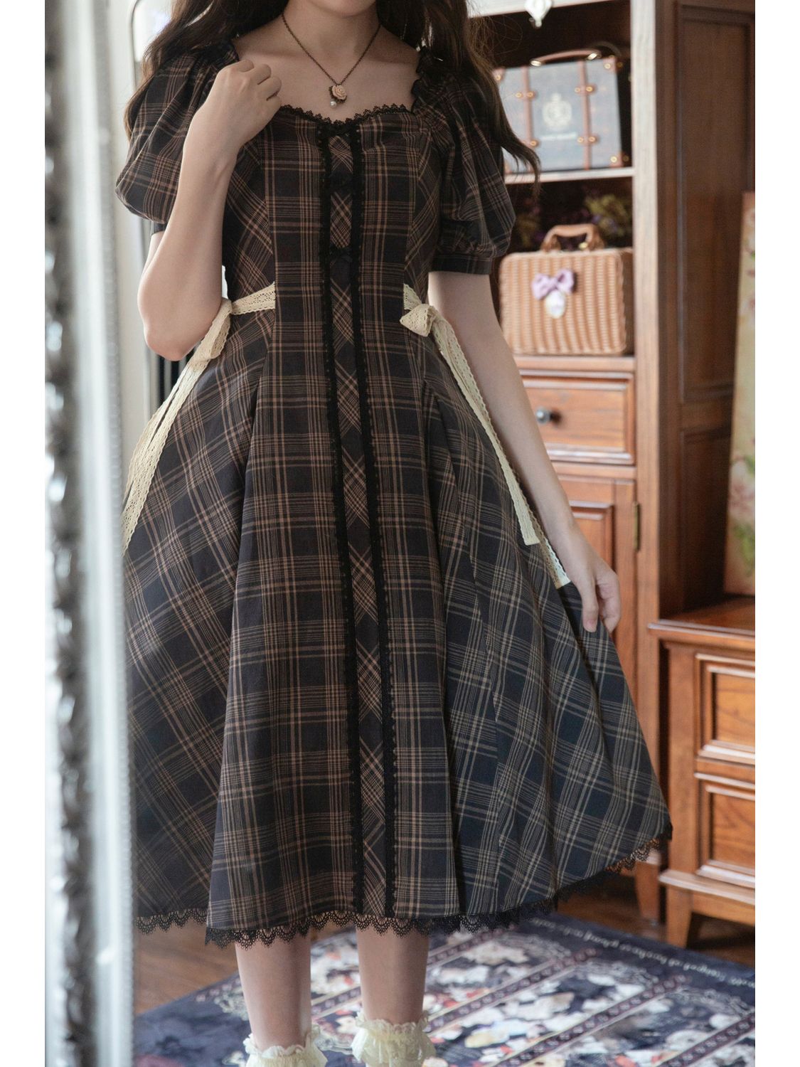 ドレス ドレス ロングワンピ 量産型 地雷型 お嬢様 韓国 原宿系 ゴスロリ ゴシック ロリータ 切替 異素材 韓国 無地 セーラー襟 秋 秋 長袖 ロング おしゃれ 可愛い ドレス