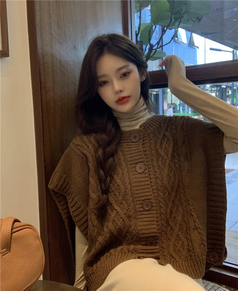 ニットベスト ショートベスト フレンチスリーブ vネック 前開き ドルマンスリーブ 大人可愛い シンプル おしゃれ 存在感 無地 春 秋 冬 レディース お出かけ 休日 旅行 普段使い 韓国