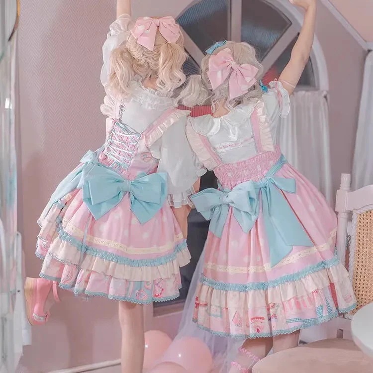 可愛い キャミワンピ プリンセスドレス ロリータドレス リボン ハイウエスト ショートワンピース