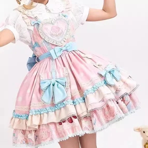 可愛い キャミワンピ プリンセスドレス ロリータドレス リボン ハイウエスト ショートワンピース