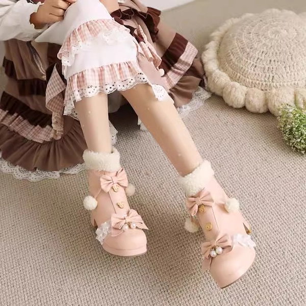 Qoo10] ふわもこシューズ もふもふブーツ ショー