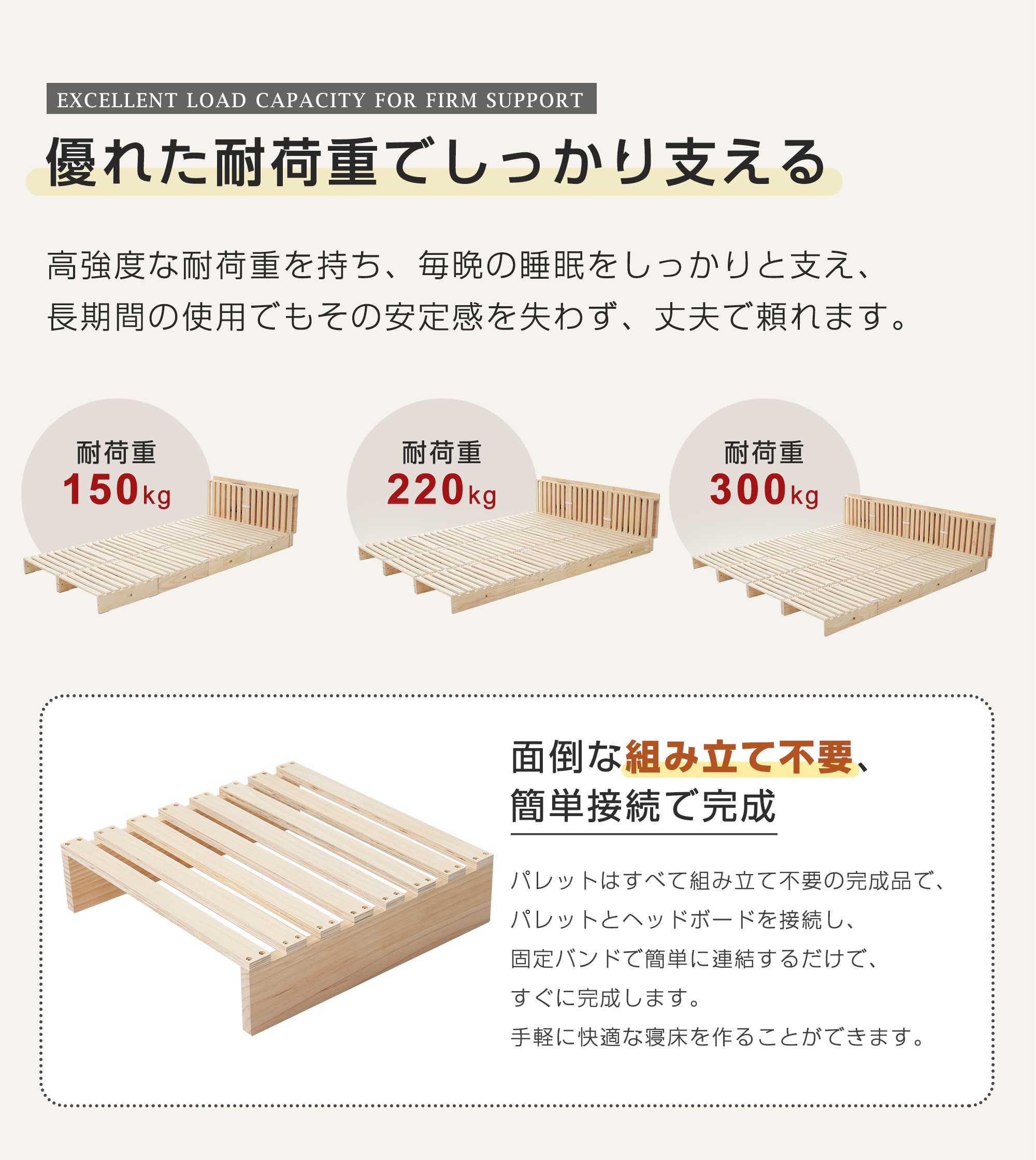 185【パレットベッド×8枚】パレットベッド 天然木 すのこベッド ローベッド 木製 おしゃれ　お掃除ロボット対応　分割 ベッドフレーム195