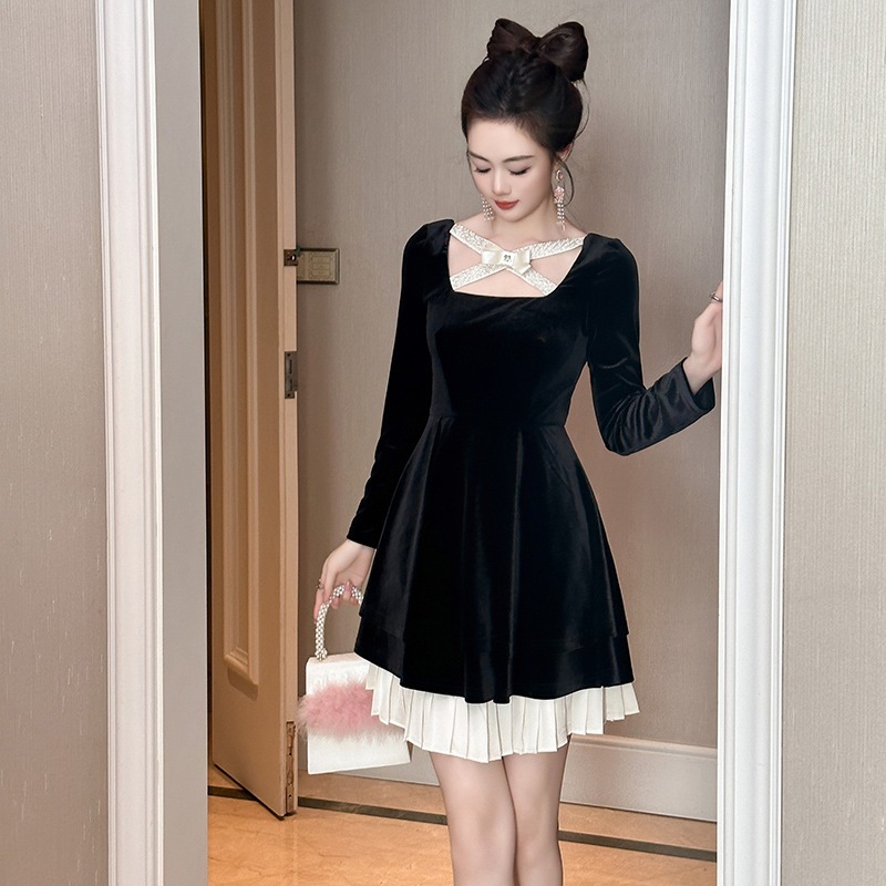 【JY.上品】 2025秋 蝶結び ベルベット プリーツ ドレス パーティー キャバ 大人 同窓会 披露宴 卒業式 結婚式 演奏会 ウェディング 二次会 メガ割 【JY.上品】 2025秋 蝶結び ベルベット プリーツ ドレス パーティー キャバ 大人 同窓会 披露宴 卒業式 結婚式 演奏会 ウェディング 二次会 メガ割