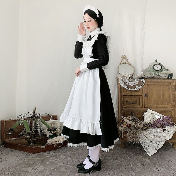 Qoo10] 1枚+1枚靴下長袖/半袖メイド服多種多様