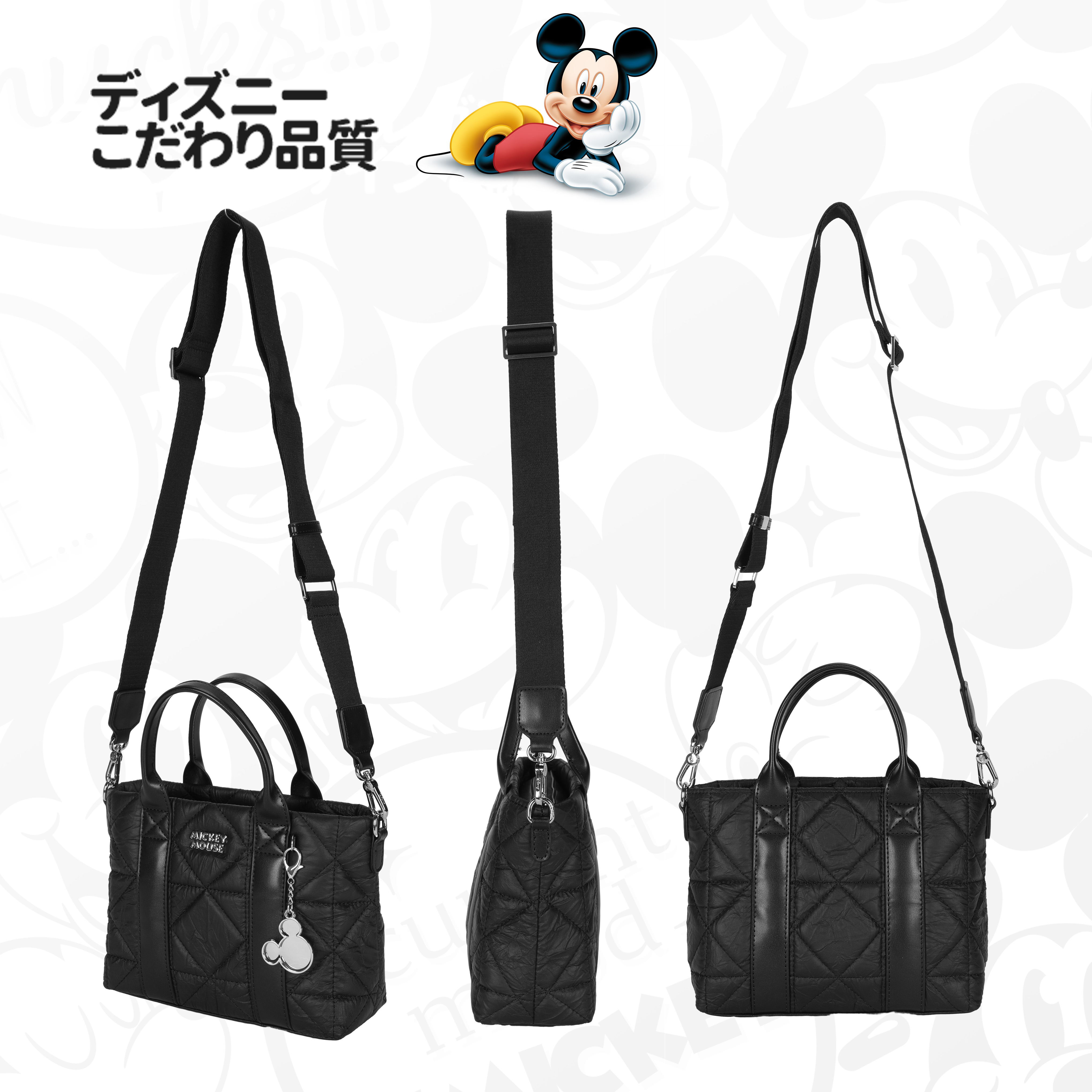 正規ライセンス クラシックなエレガンスとモダンデザインを融合したミッキーマウス ショルダーバッグ レディース ハンドバッグ 肩掛けバッグ 斜めがけバッグ PUレザー/金属素材 DHF41119-A
