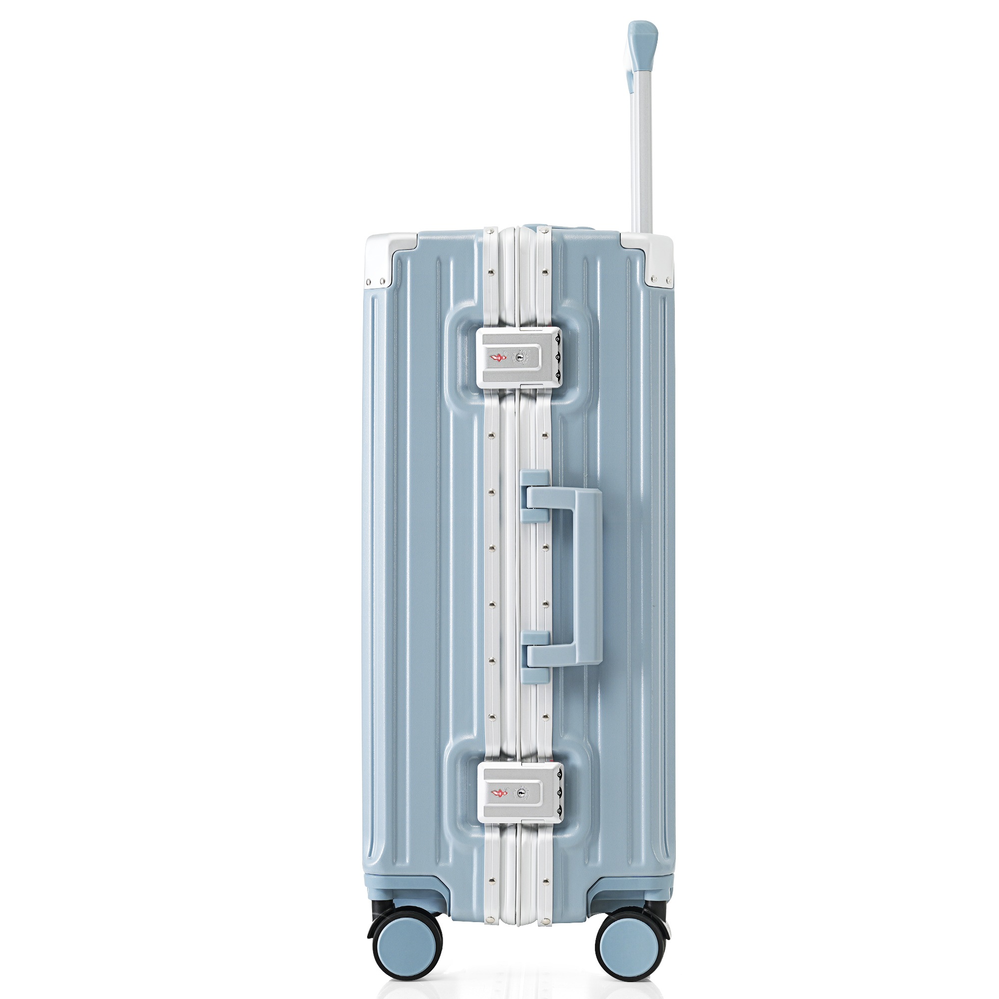 【2枚購入で100円OFF】スーツケース キャリーケース キャリーバッグ Lサイズ フレームタイプ アルミ USBポート付き カップホルダー フック式底足 リンクホルダー 軽量 おしゃれ 電車 静音