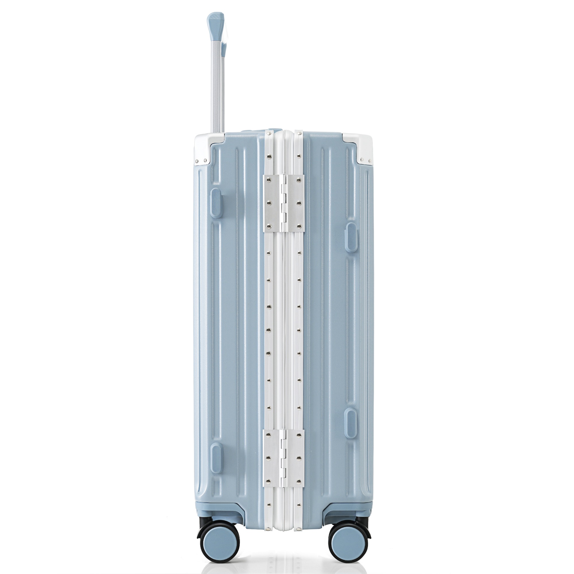 【2枚購入で100円OFF】スーツケース キャリーケース キャリーバッグ Lサイズ フレームタイプ アルミ USBポート付き カップホルダー フック式底足 リンクホルダー 軽量 おしゃれ 電車 静音