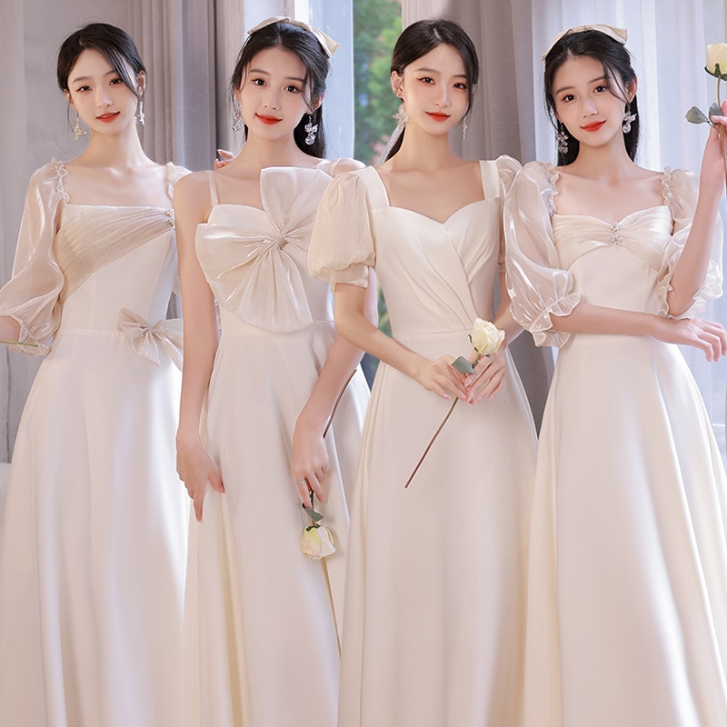 韓国かわいいレディースパーティードレス結婚式 お呼ばれワンピースドレス グレー ロングドレス