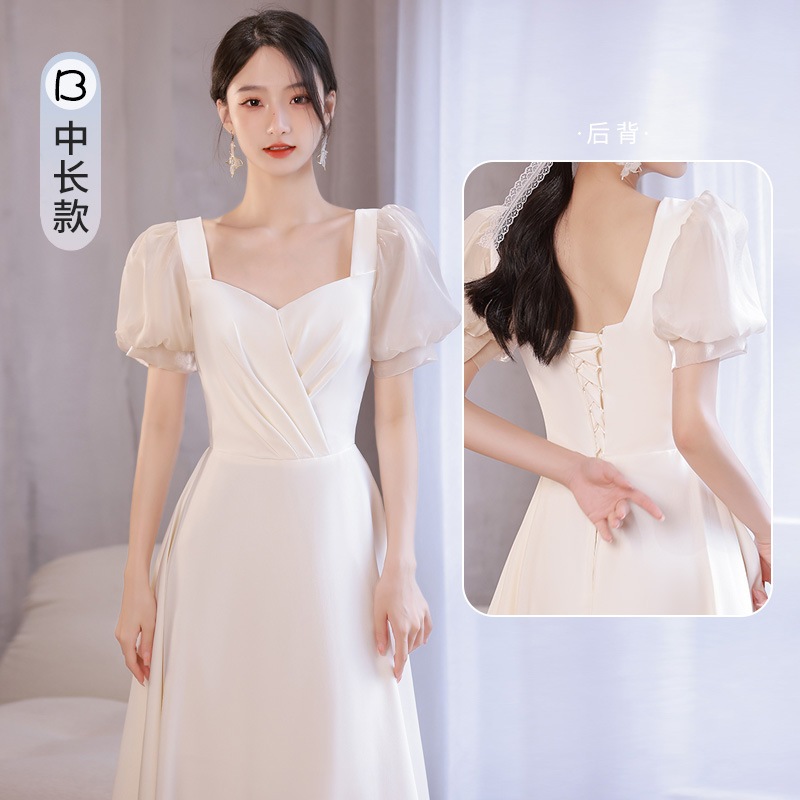 韓国かわいいレディースパーティードレス結婚式 お呼ばれワンピースドレス グレー ロングドレス