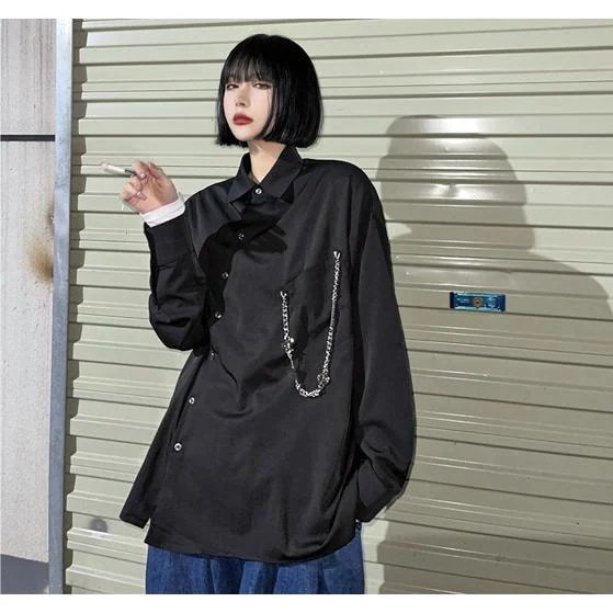 LA5987 モユル 長袖 アシンメトリー ボタンシャツ ブラック系 M-L LA5987 モユル 長袖 アシンメトリー ボタンシャツ ブラック系 M-L 楽天