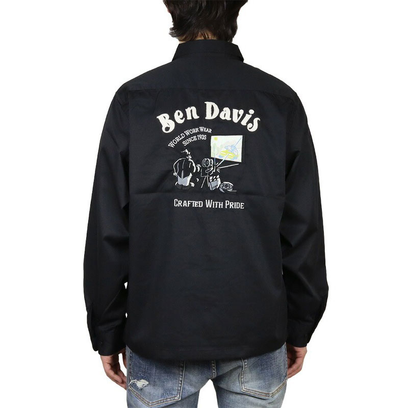 ベンデイビス 長袖シャツ BEN DAVIS ワークシャツ メンズ レディース ブランド 大きいサイズ おすすめ 人気 黒