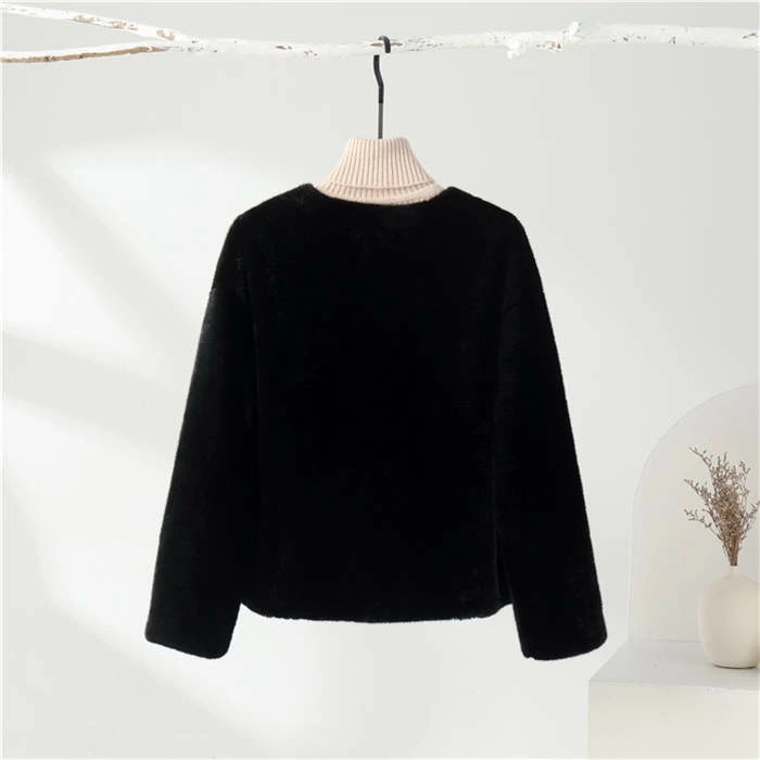 ノーカラー ファーコート ファージャケット レディース vネック ショート丈 ジャケット もこもこ もふもふ 秋冬 冬 秋 ファー ボタン フェイクファー 厚手 防寒 暖かい おしゃれ 大人 可愛い