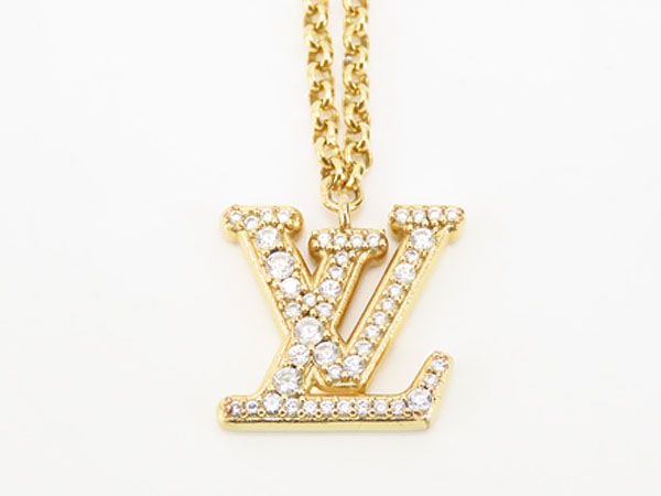 レア美品ルイヴィトンブレスレットレディLVラインストーンダブルチェーンゴールドM1582A