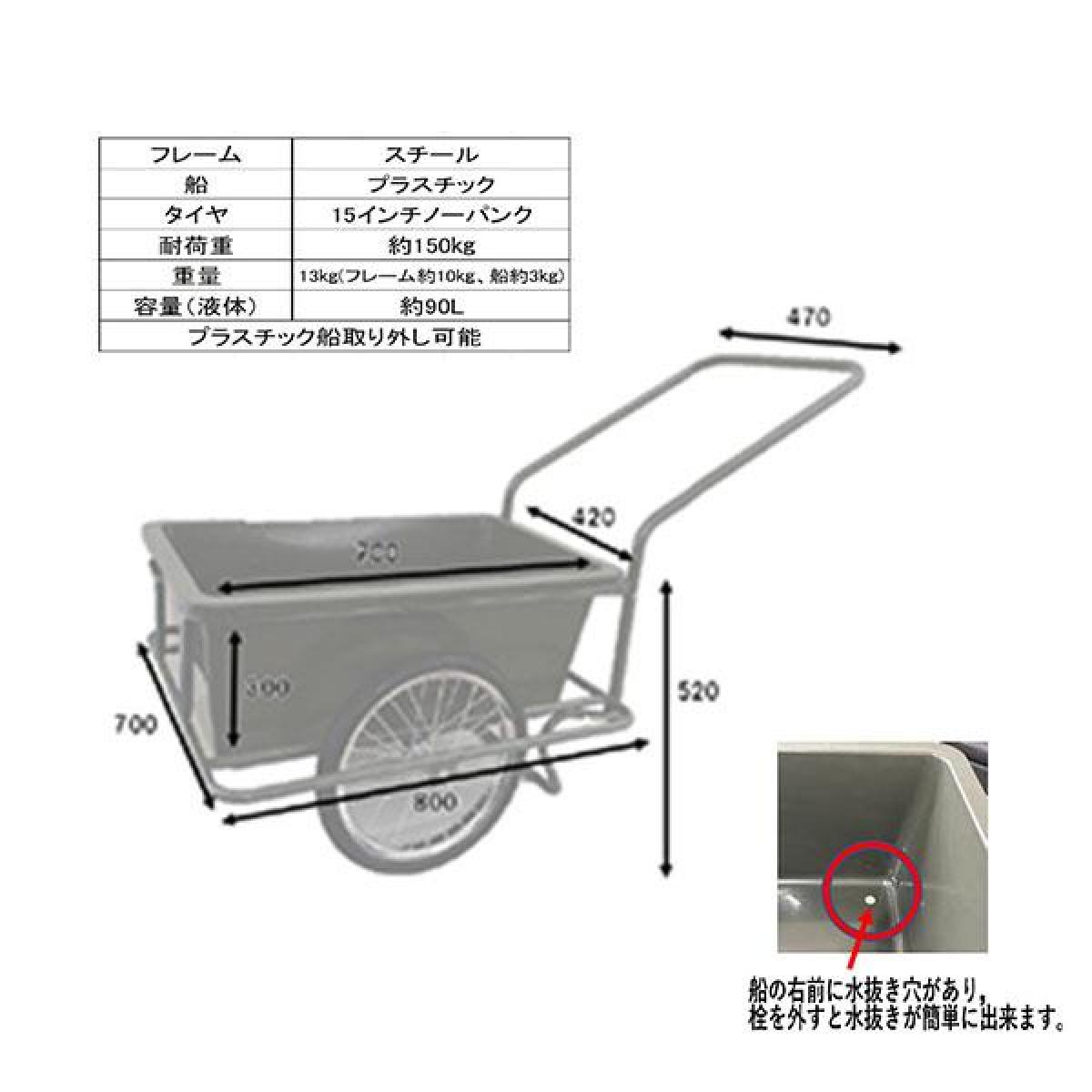 シンセイ ガーデンリヤカー ノ15インチーパンク TC3004OG オリーブグリーン 野菜・果樹の運搬