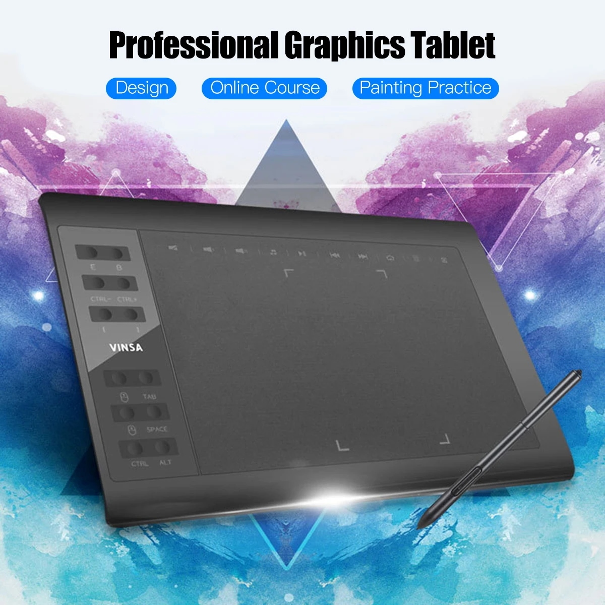プロのグラフィック描画タブレット,10x6インチ,12のエクスプレスキー,Windows,Mac,オンラインコースのデザイン用