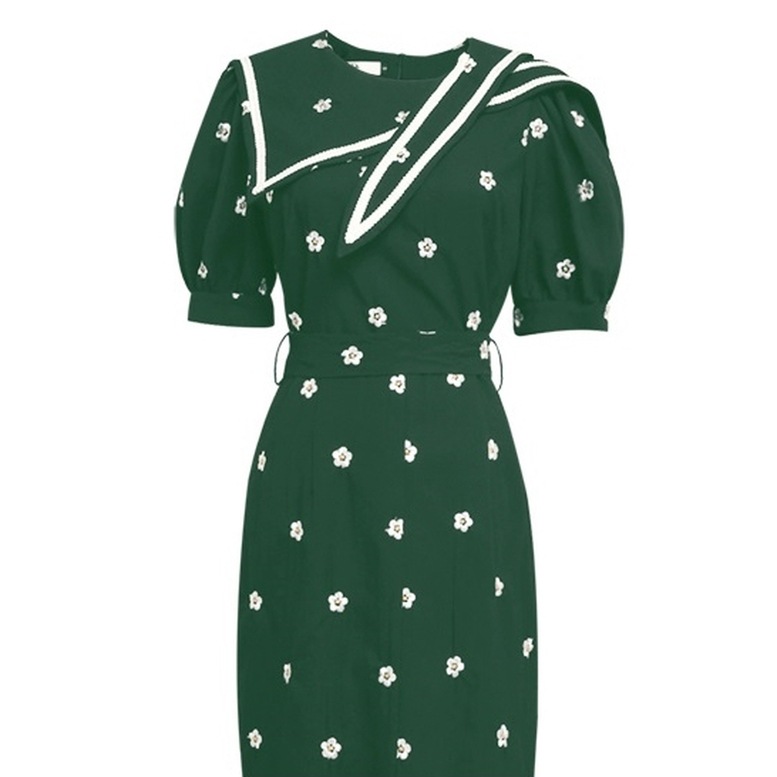 ワンピース レディース 花柄ワンピース パフスリーブ タイトワンピース ロングワンピース