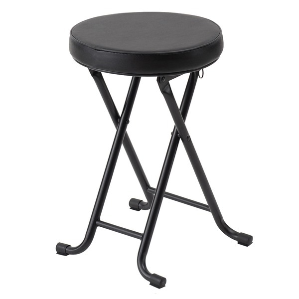 [6個セット]ベーススツール（ブラック/黒） 折りたたみ椅子/カウンターチェア/合成皮革/スチール/イス/丸イス/コンパクト/スリム/キッチン/クッション/パイプイス/完成品/NK-023