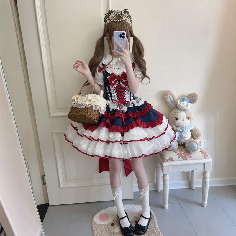 Lolita夏可爱JSK短款公主裙洛丽塔大童吊带蕾丝派对迪士尼蓬蓬裙 Lolita夏可爱JSK短款公主裙洛丽塔大童吊带蕾丝派对迪士尼蓬蓬裙
