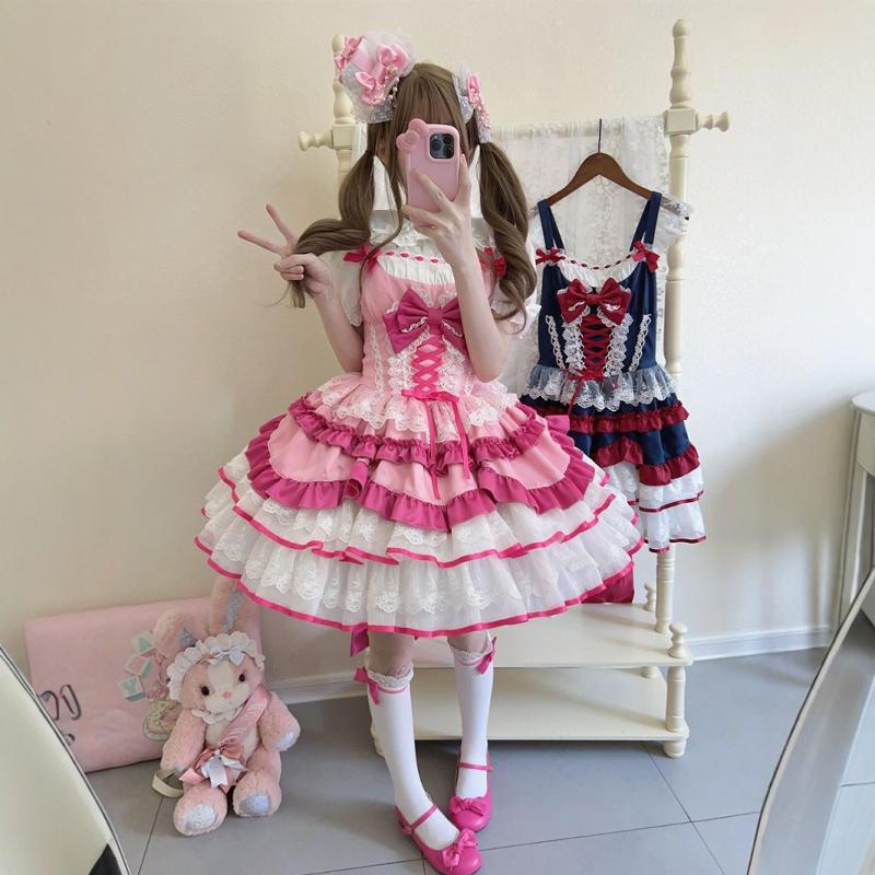 Lolita夏可爱JSK短款公主裙洛丽塔大童吊带蕾丝派对迪士尼蓬蓬裙 Lolita夏可爱JSK短款公主裙洛丽塔大童吊带蕾丝派对迪士尼蓬蓬裙