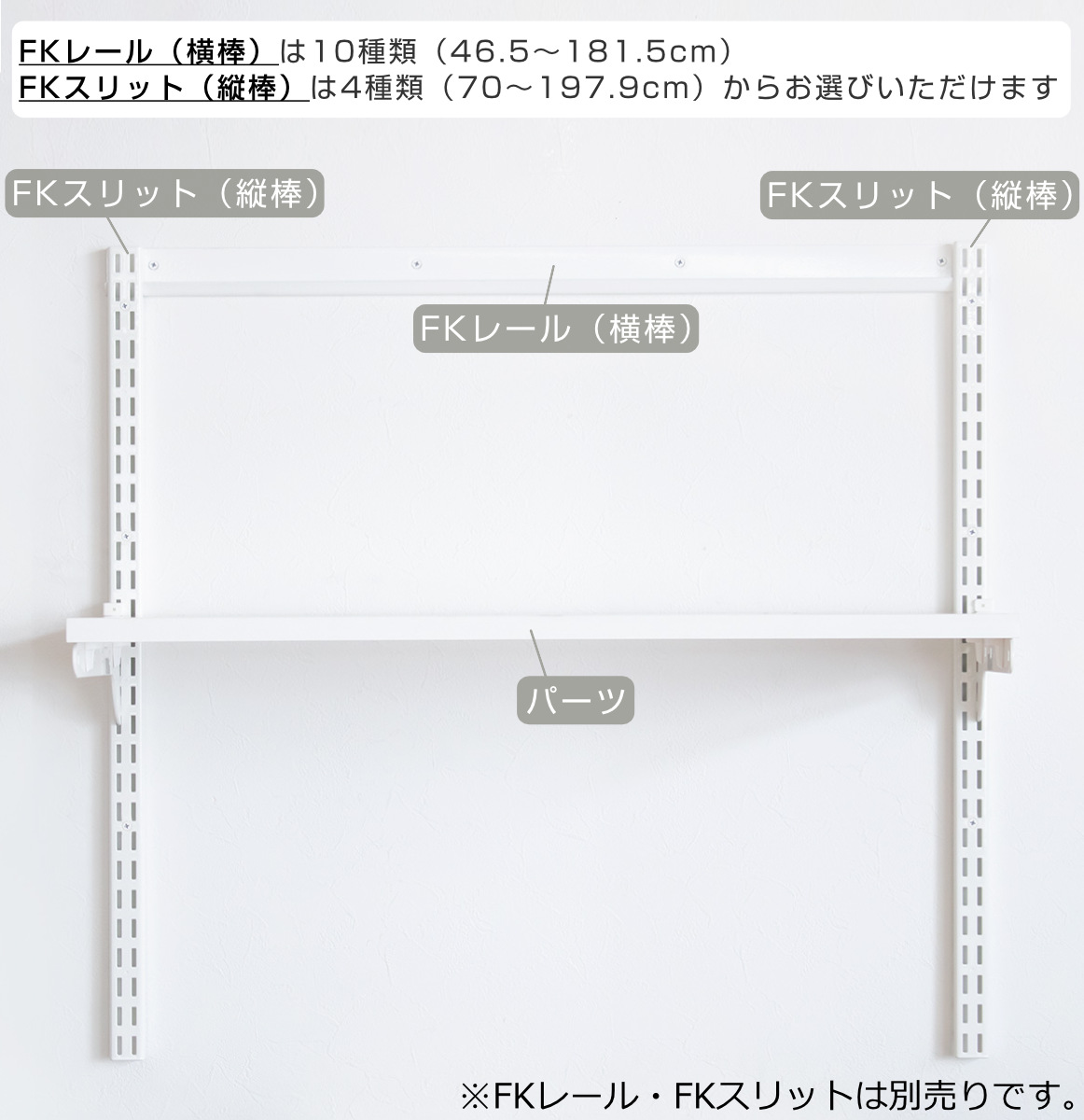 壁面収納 フィットラック 棚 パイプ付き ＴＰセット 幅45cm 奥行60cm 棚板 ハンガーラック DIY 収納 吊り下げ収納 クローゼット ホワイト 可動棚 オープンラック 収納ラック