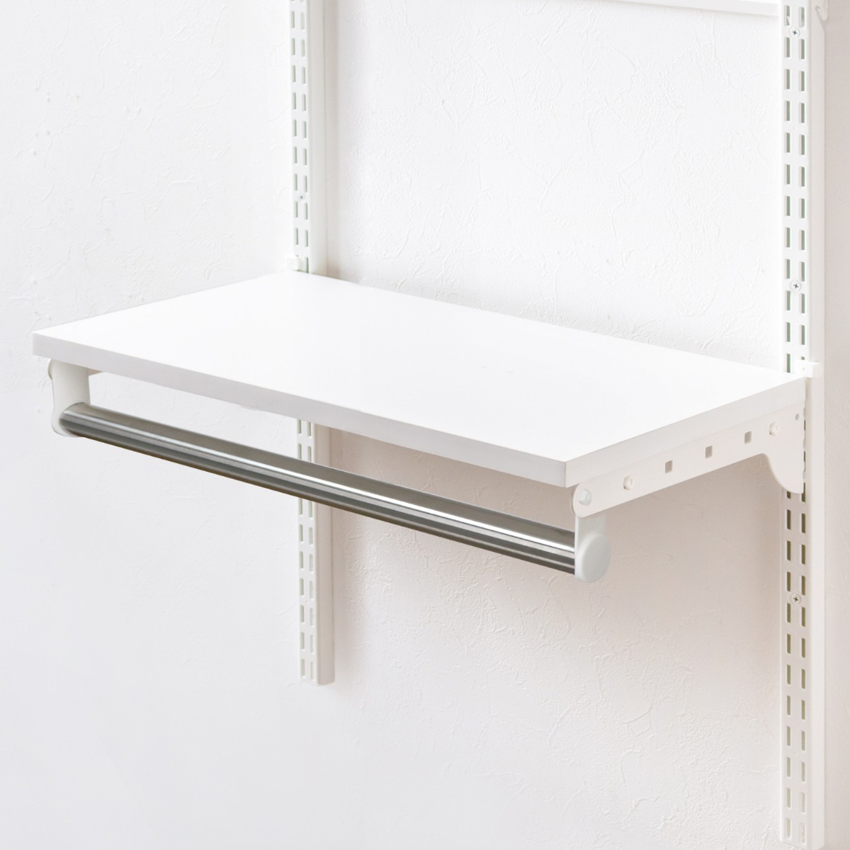 壁面収納 フィットラック 棚 パイプ付き ＴＰセット 幅45cm 奥行60cm 棚板 ハンガーラック DIY 収納 吊り下げ収納 クローゼット ホワイト 可動棚 オープンラック 収納ラック