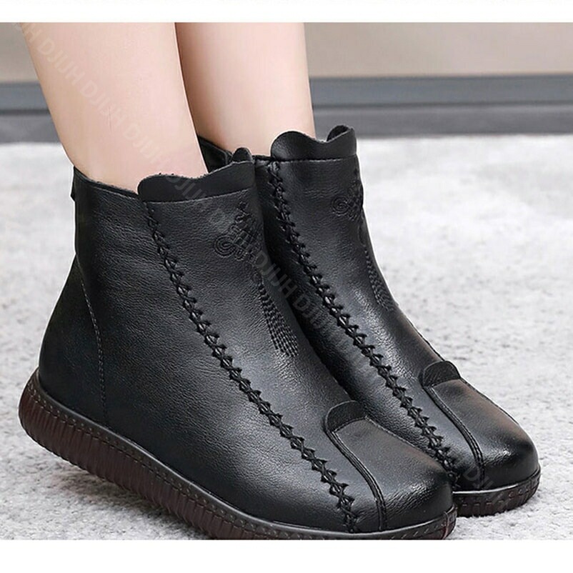 レディース ショートブーツ サイドジップ 柔らかい 歩きやすい カジュアル 滑りにくい 柔らかい 幅広 ラウンドトゥ ローヒール アンクルブーツ ハイカット 防寒 ブーツ おしゃれ スノーシューズ 暖