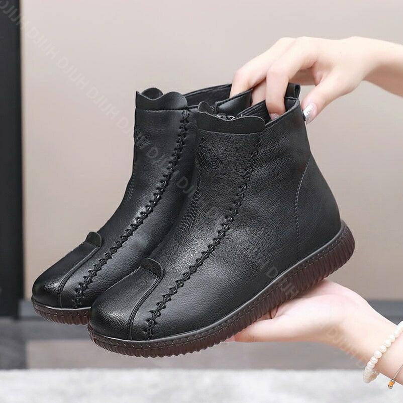 レディース ショートブーツ サイドジップ 柔らかい 歩きやすい カジュアル 滑りにくい 柔らかい 幅広 ラウンドトゥ ローヒール アンクルブーツ ハイカット 防寒 ブーツ おしゃれ スノーシューズ 暖