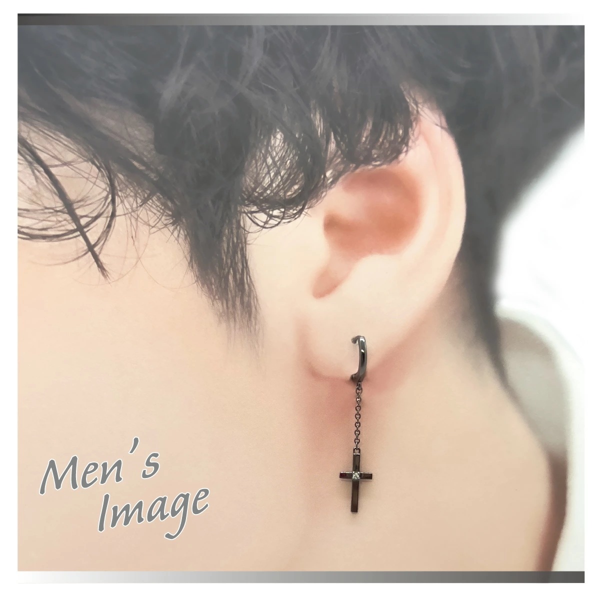 ピアス シルバー925 キュービックジルコニア 片耳用 1個売り フープ 十字架 クロス 揺れる ピアス シルバー925 キュービックジルコニア 片耳用 1個売り フープ 十字架 クロス 揺れる