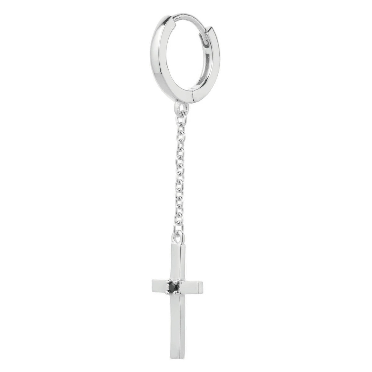 ピアス シルバー925 キュービックジルコニア 片耳用 1個売り フープ 十字架 クロス 揺れる ピアス シルバー925 キュービックジルコニア 片耳用 1個売り フープ 十字架 クロス 揺れる