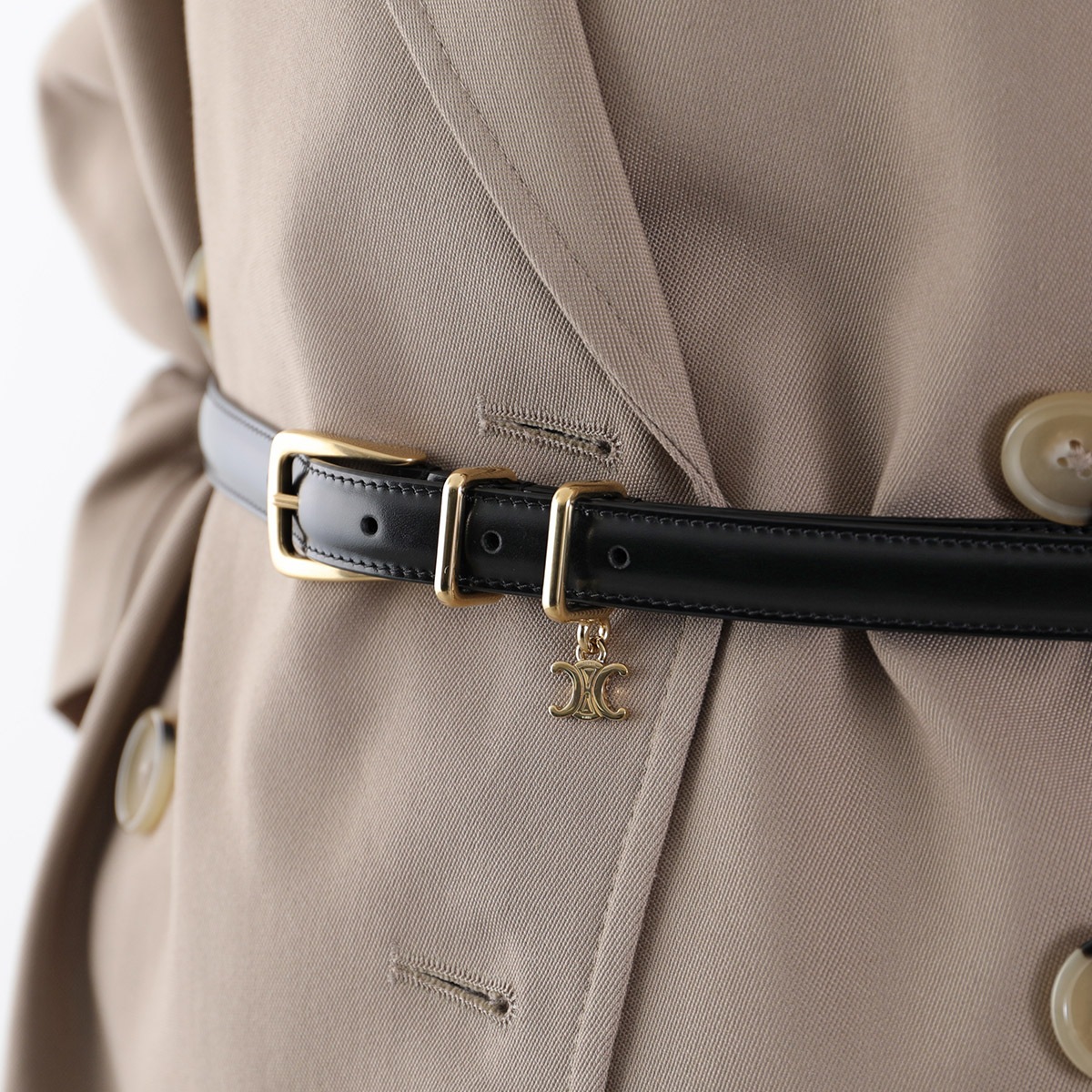 CELINE セリーヌ ナローベルト ELEGANT CHARM 1 エレガント チャーム 45BBQ3A01.38NO レディース トリオンフ レザー Bla CELINE セリーヌ ナローベルト ELEGANT CHARM 1 エレガント チャーム 45BBQ3A01.38NO レディース トリオンフ レザー Bla