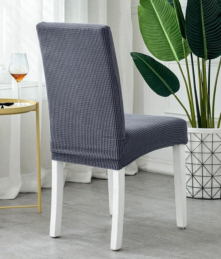 椅子カバー チェアカバー 背もたれあり 伸縮 洗える ノーアイロン 取り外し可能 無地 オフィス 家庭 ホテル レストラン Ｍx６枚(ダークグレー, Ｍx６枚)