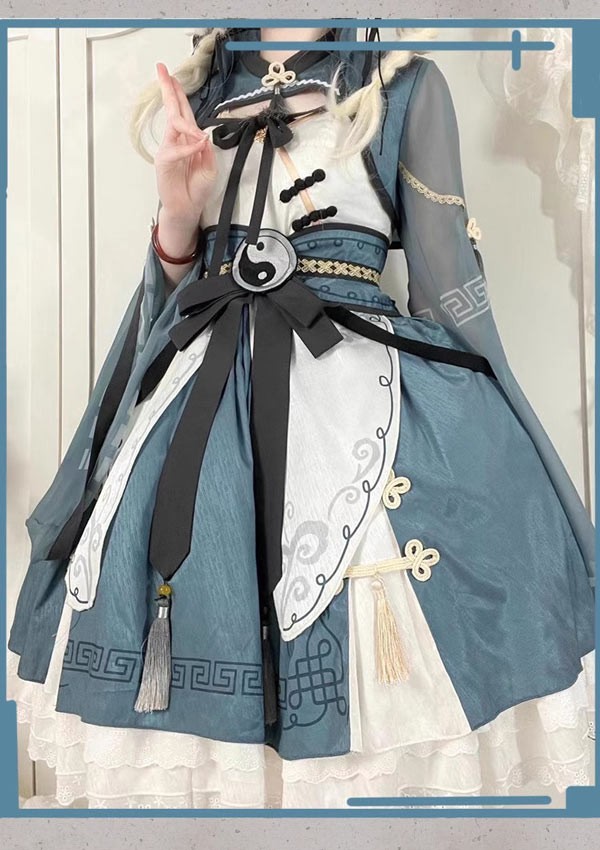 ワンピース ロリータ キョンシー ハロウィン 膝丈 中華風 レディース ゴスロリ Aライン ロリィタファッション リボン 長袖 ロリータワンピース コスチューム コスプレ 衣装 ゾンビ 可愛い 仮装 ワンピース ロリータ キョンシー ハロウィン 膝丈 中華風 レディース ゴスロリ Aライン ロリィタファッション リボン 長袖 ロリータワンピース コスチューム コスプレ 衣装 ゾンビ 可愛い 仮装