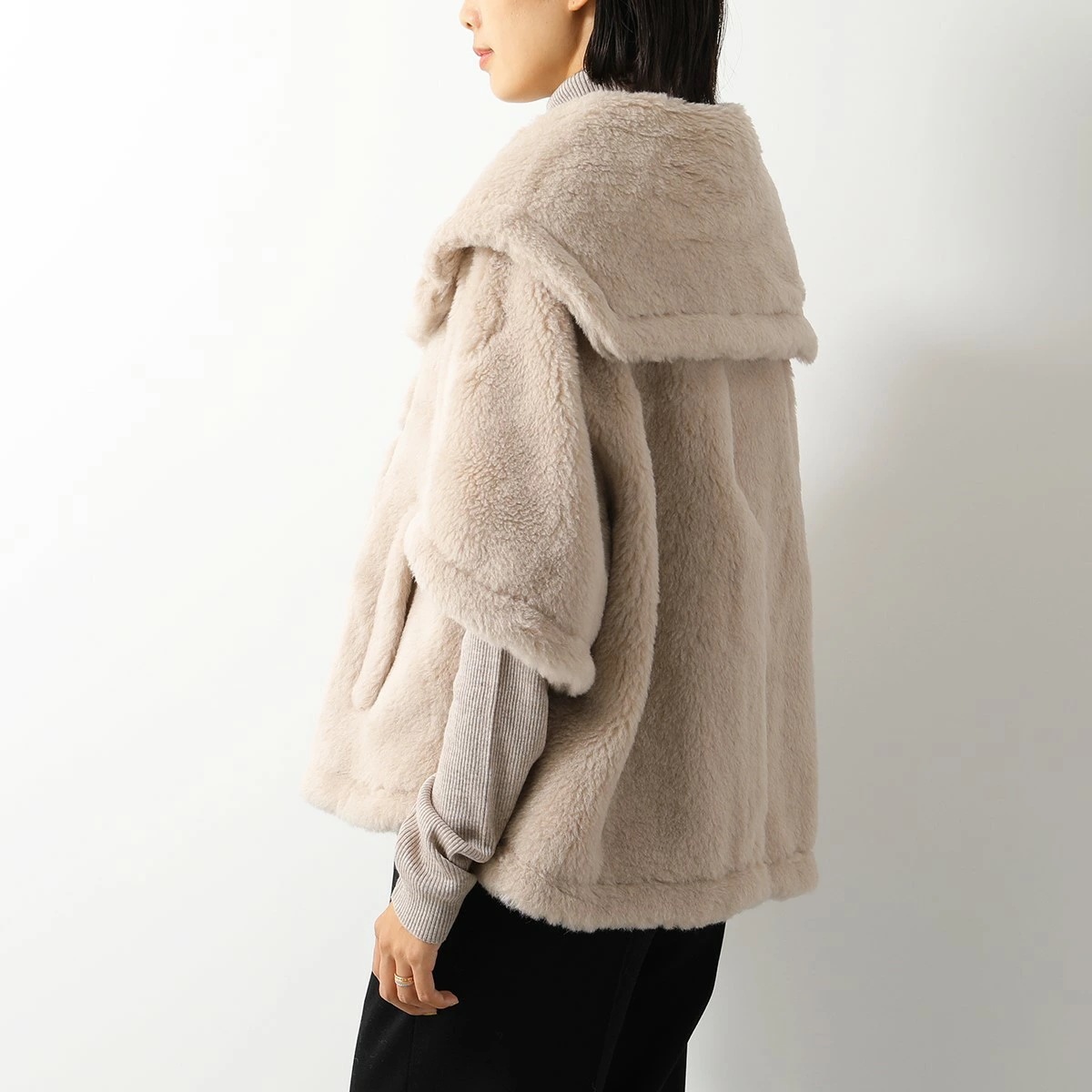 MAX MARA マックスマーラ ケープ CAMBUSA1 レディース テディベアケープ コート ファー ボア セーラーカラー ジャケット 002