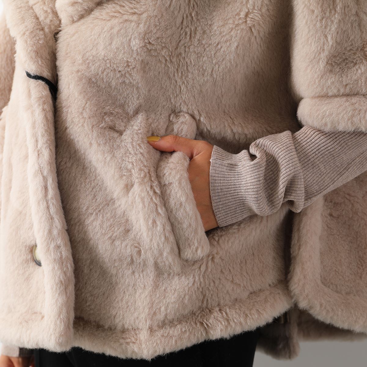 MAX MARA マックスマーラ ケープ CAMBUSA1 レディース テディベアケープ コート ファー ボア セーラーカラー ジャケット 002