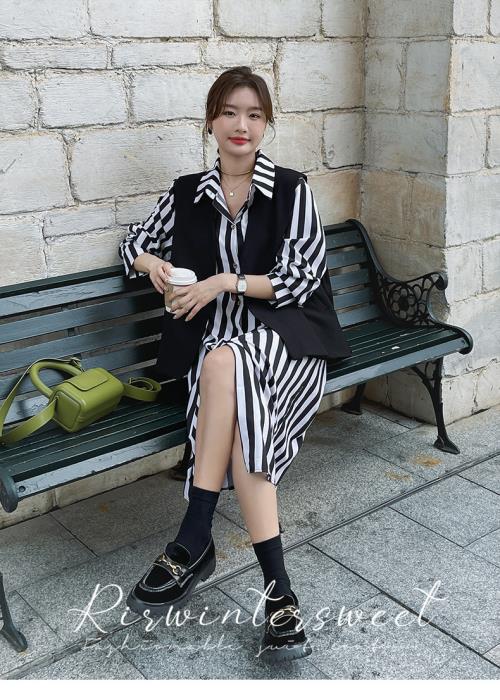 【急速出荷 2025年新作】シャツワンピース ストライプ ロング 韓国 ベスト ジレ レディース ワンピース スタンドカラー 春 秋 長袖 ミモレ丈 ひざ下丈 可愛い ペスト カジュアル アメカジ フ 【急速出荷 2025年新作】シャツワンピース ストライプ ロング 韓国 ベスト ジレ レディース ワンピース スタンドカラー 春 秋 長袖 ミモレ丈 ひざ下丈 可愛い ペスト カジュアル アメカジ フ