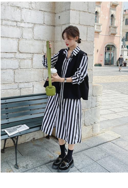 【急速出荷 2025年新作】シャツワンピース ストライプ ロング 韓国 ベスト ジレ レディース ワンピース スタンドカラー 春 秋 長袖 ミモレ丈 ひざ下丈 可愛い ペスト カジュアル アメカジ フ 【急速出荷 2025年新作】シャツワンピース ストライプ ロング 韓国 ベスト ジレ レディース ワンピース スタンドカラー 春 秋 長袖 ミモレ丈 ひざ下丈 可愛い ペスト カジュアル アメカジ フ