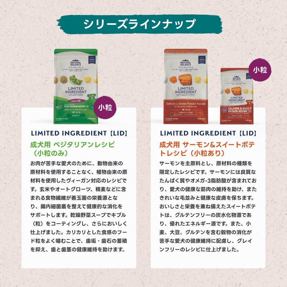 ナチュラルバランス LID 成犬用 サーモン&スイートポテトレシピ小粒 2kg 正規品 グレインフリー 総合栄養食 成犬期用 ドッグフード Natural Balance