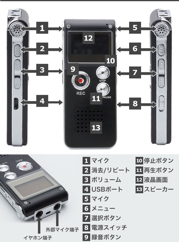 Qoo10] ボイスレコーダー ICレコーダー 内蔵メ