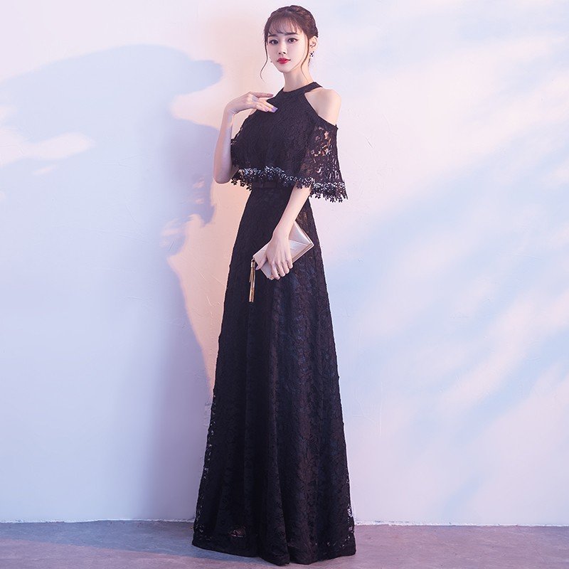 パーティードレス 演奏会 結婚式 カラードレス 黒 ロング 安い イブニングドレス 二次会 花嫁 フ