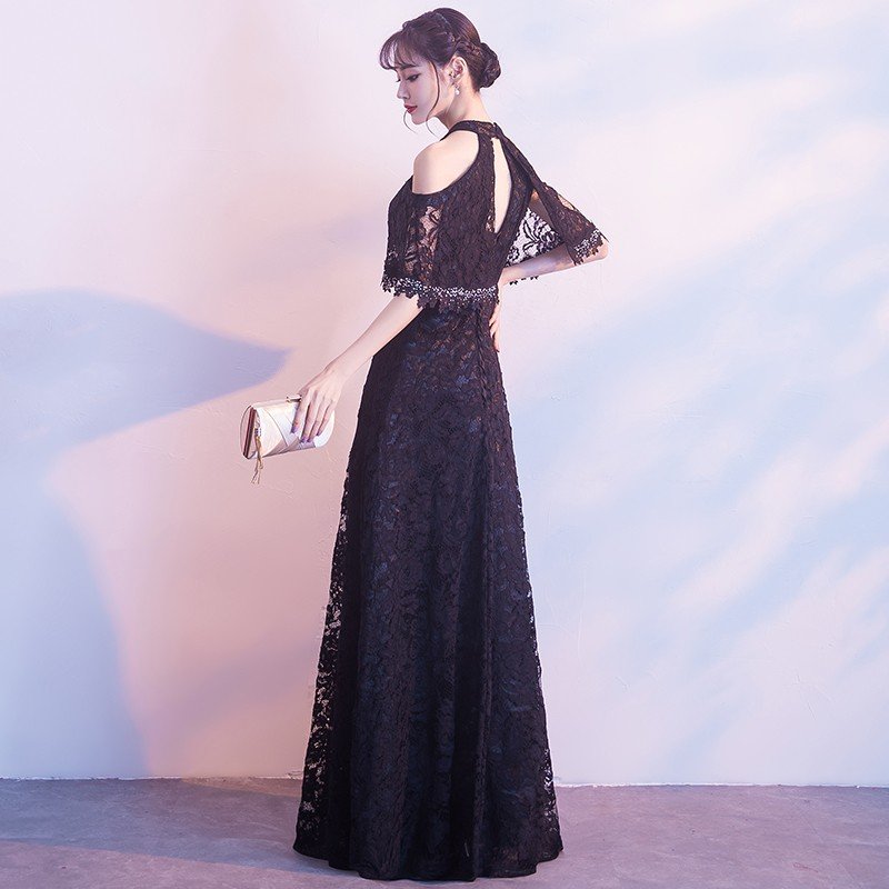 パーティードレス 演奏会 結婚式 カラードレス 黒 ロング 安い イブニングドレス 二次会 花嫁 フ