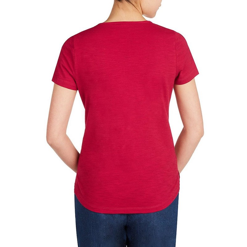 アリソン デイリー レディース トップス【Allison Daley Embroidered Notch Neck Short Sleeve Knit Top】Berry アリソン デイリー レディース トップス【Allison Daley Embroidered Notch Neck Short Sleeve Knit Top】Berry