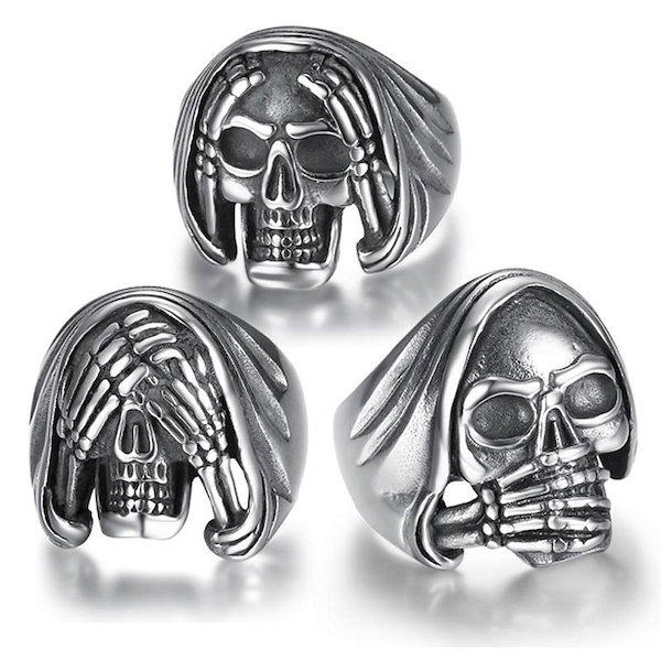 Qoo10] 三猿スカルステンレスリング/聞かざる（R