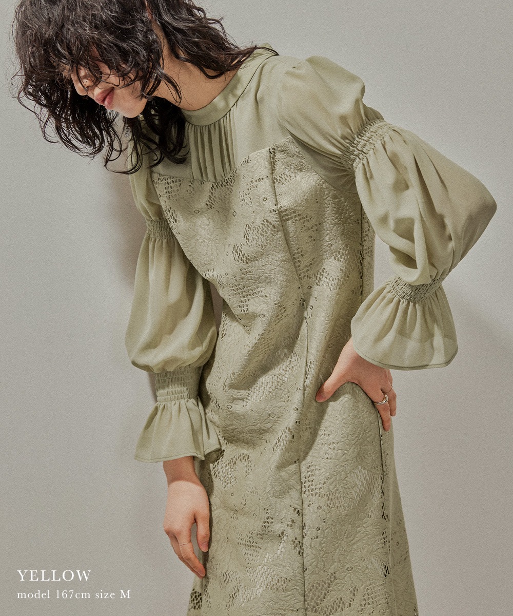 レースシフォンマーメイドドレス パーティードレス 結婚式 ワンピース 総レース 花柄 シアー 切り替え キャンディ袖 フレア お呼ばれ パーティー 二次会 披露宴 謝恩会 成人式 同窓会 卒業式