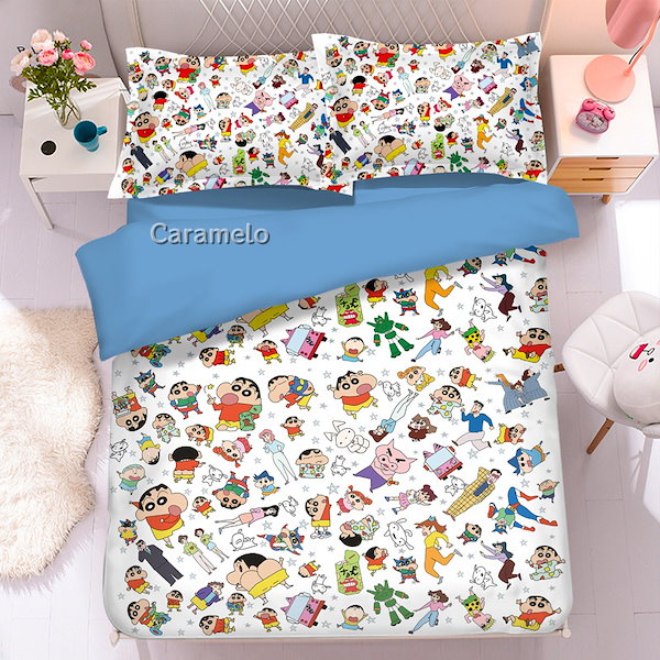 クレヨンしんちゃん　枕カバー、ボックスシーツ　2点セット　（キング） クレヨンしんちゃん 枕カバー、ボックスシーツ 2点セット （キング