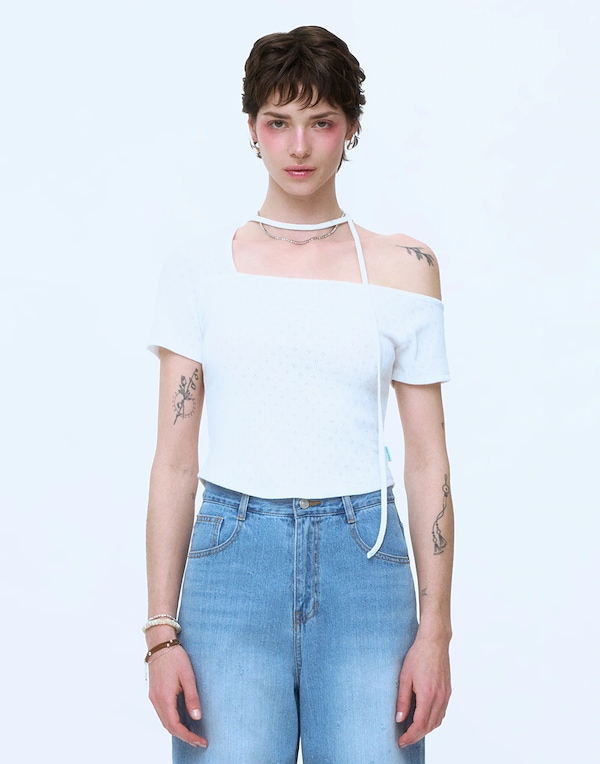 インスタントファンク 韓国 オフショル Qoo10 インスタントファンク OFF-SHOULDER 無地 ポケット