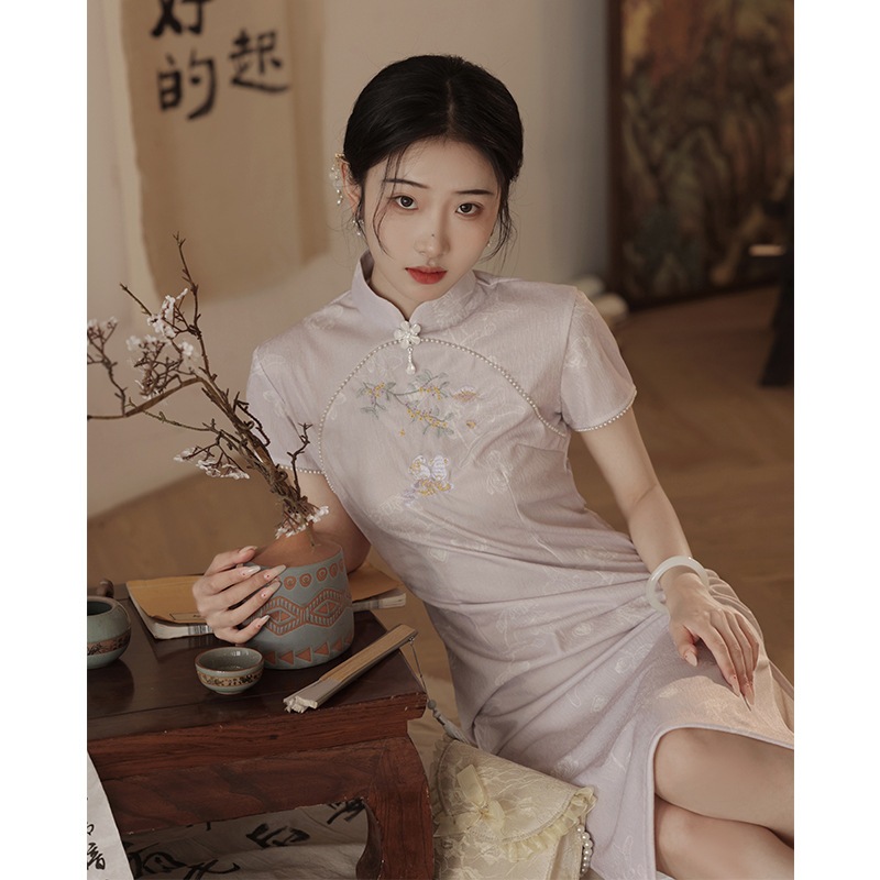 パーティードレス ワンピース 風改良チャイナドレス 新しいのチョンサム新しい2025気質の刺繍ドレスサマードレス改良版 パーティードレス ワンピース 風改良チャイナドレス 新しいのチョンサム新しい2025気質の刺繍ドレスサマードレス改良版