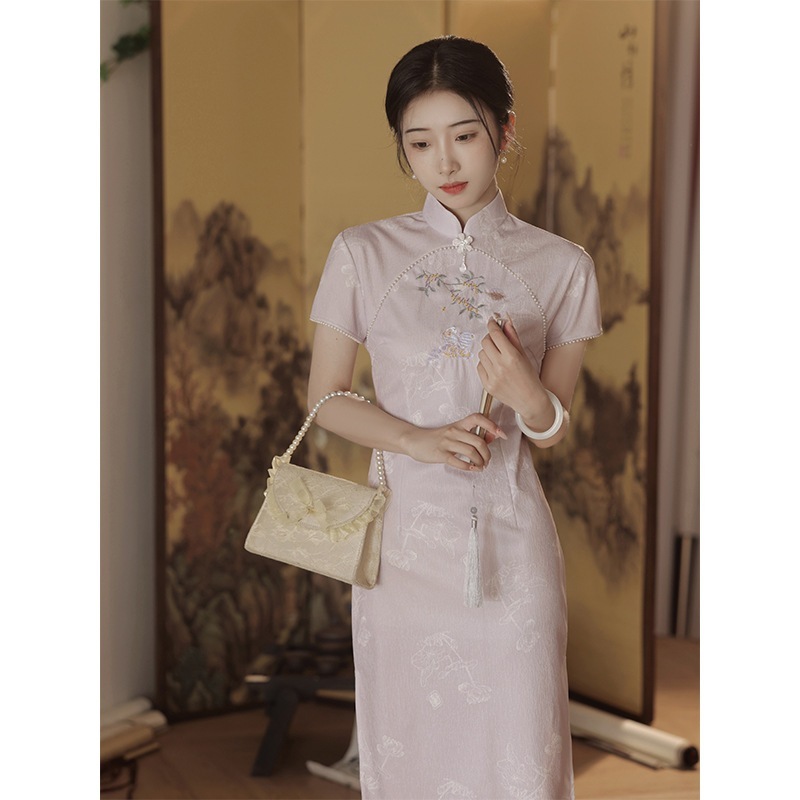 パーティードレス ワンピース 風改良チャイナドレス 新しいのチョンサム新しい2025気質の刺繍ドレスサマードレス改良版 パーティードレス ワンピース 風改良チャイナドレス 新しいのチョンサム新しい2025気質の刺繍ドレスサマードレス改良版