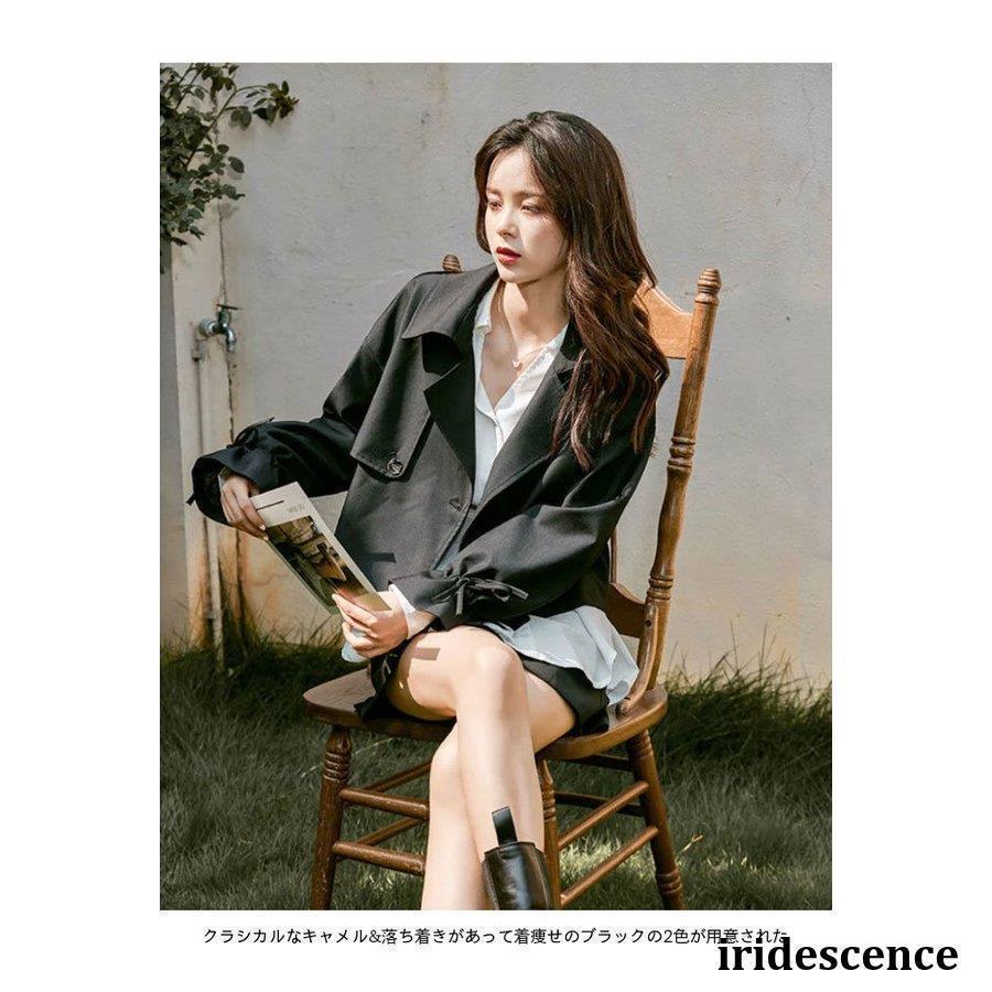 ジャケット 秋 レディース スプリングジャケット トレンチ キレイめ ショートコート Aライン 体型カバー ゆったり トレンチコート