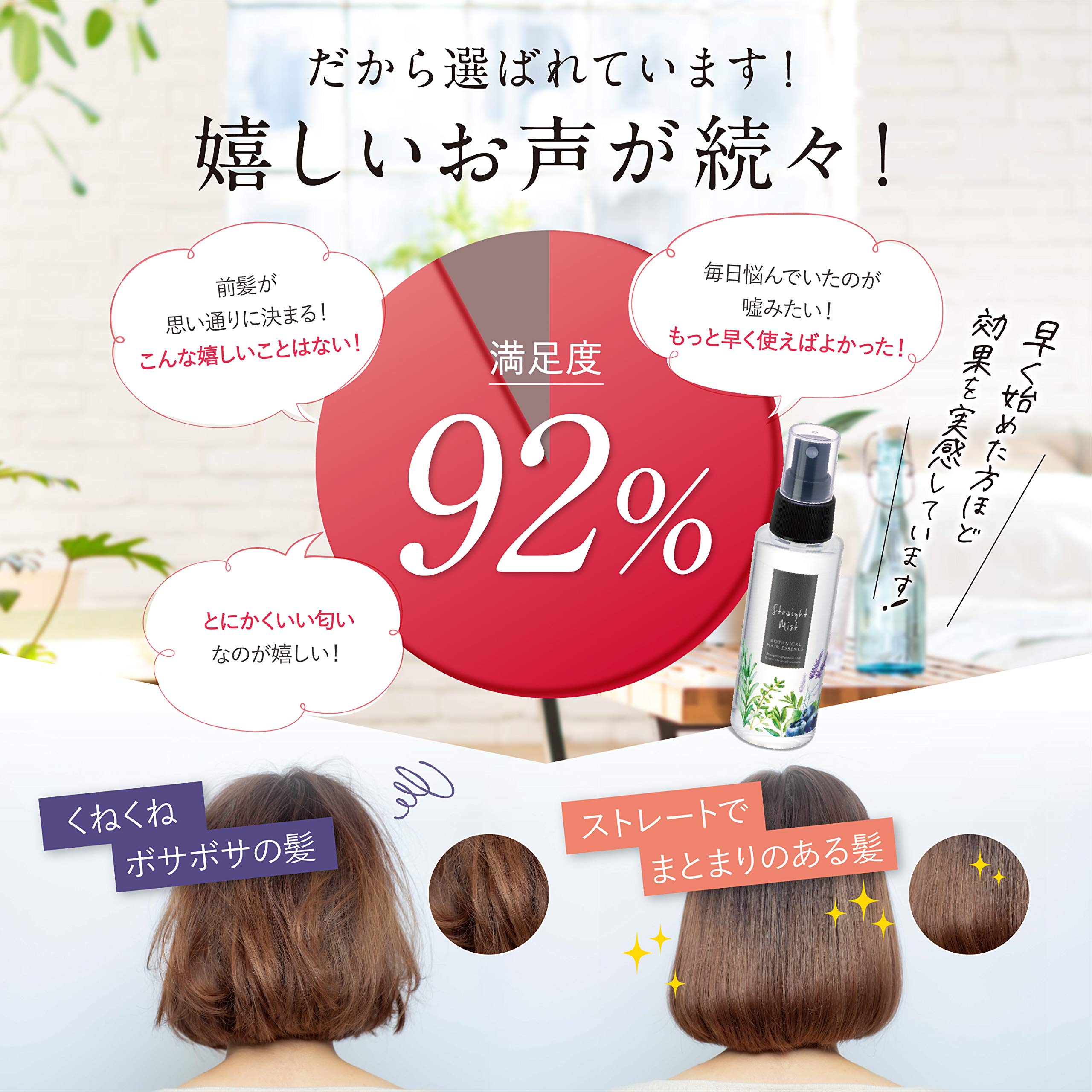 ストレートヘアミスト [ ヘアミスト アイロン OK 髪 うねり髪 くせ毛