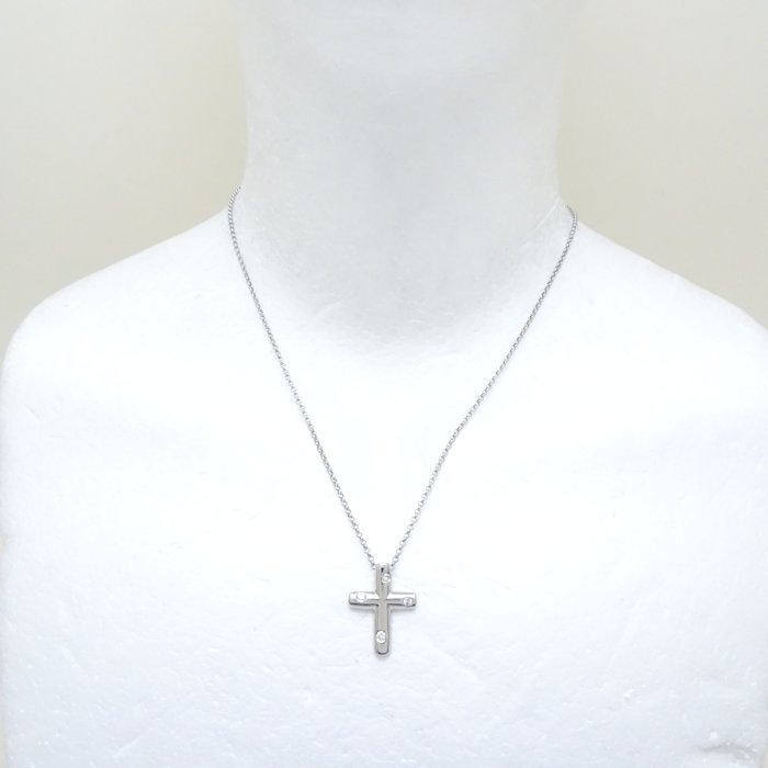 クロス ネックレス 4Pダイヤモンド Pt900プラチナxPt850プラチナ /75245【中古】 クロス ネックレス 4Pダイヤモンド Pt900プラチナxPt850プラチナ /75245【中古】